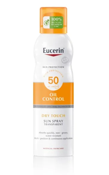 EUCERIN Oil Control Dry Touch skaidrus purškalas nuo saulės SPF50 200ml